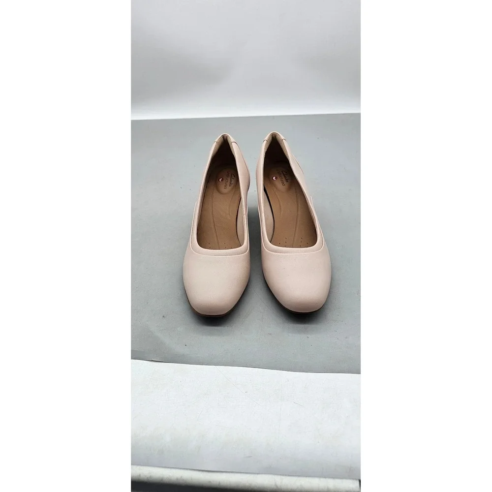 Clarks Unstructured Un Cosmo Step Blush Pink Leather Block Heel Pumps Womens 8 M
